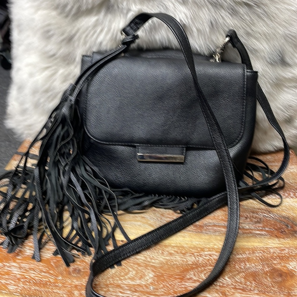 Madden Girl Black Crossbody Bag with Fringe